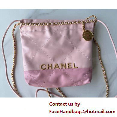 Chanel Shiny Calfskin Patchwork  &  Gold-Tone Metal CHANEL 22 Mini Handbag AS3980 Light Pink  &  Light Purple